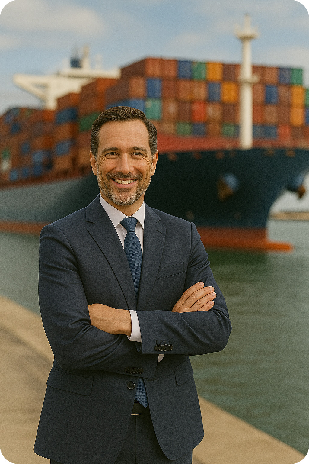 An image of a shipping company owner happy with arielusone enterprise for shipping and logistics