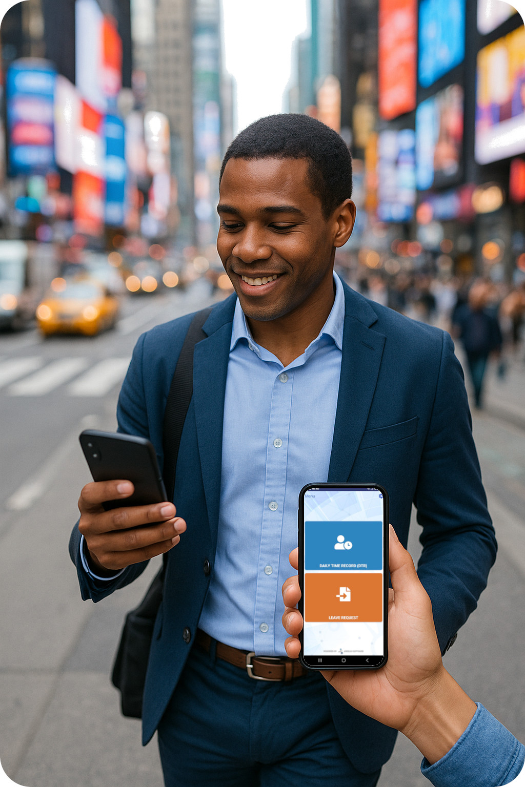 field employee clocking in using ArielusHR mobhile app companion